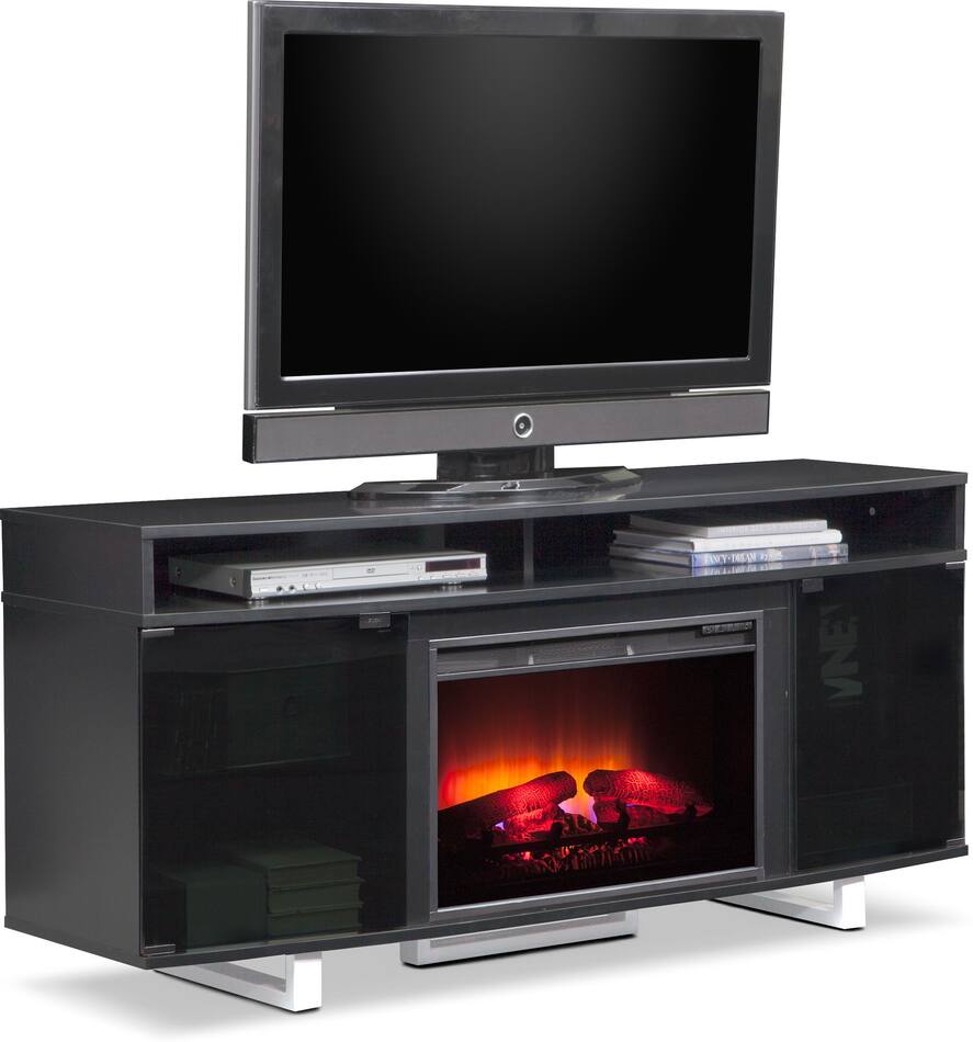 Pacer 64" Traditional Fireplace TV Stand Black American Signature