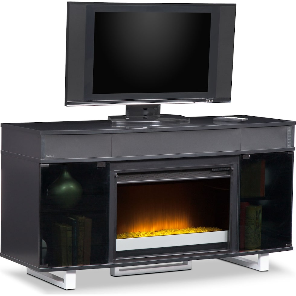 pacer black black fireplace tv stand   