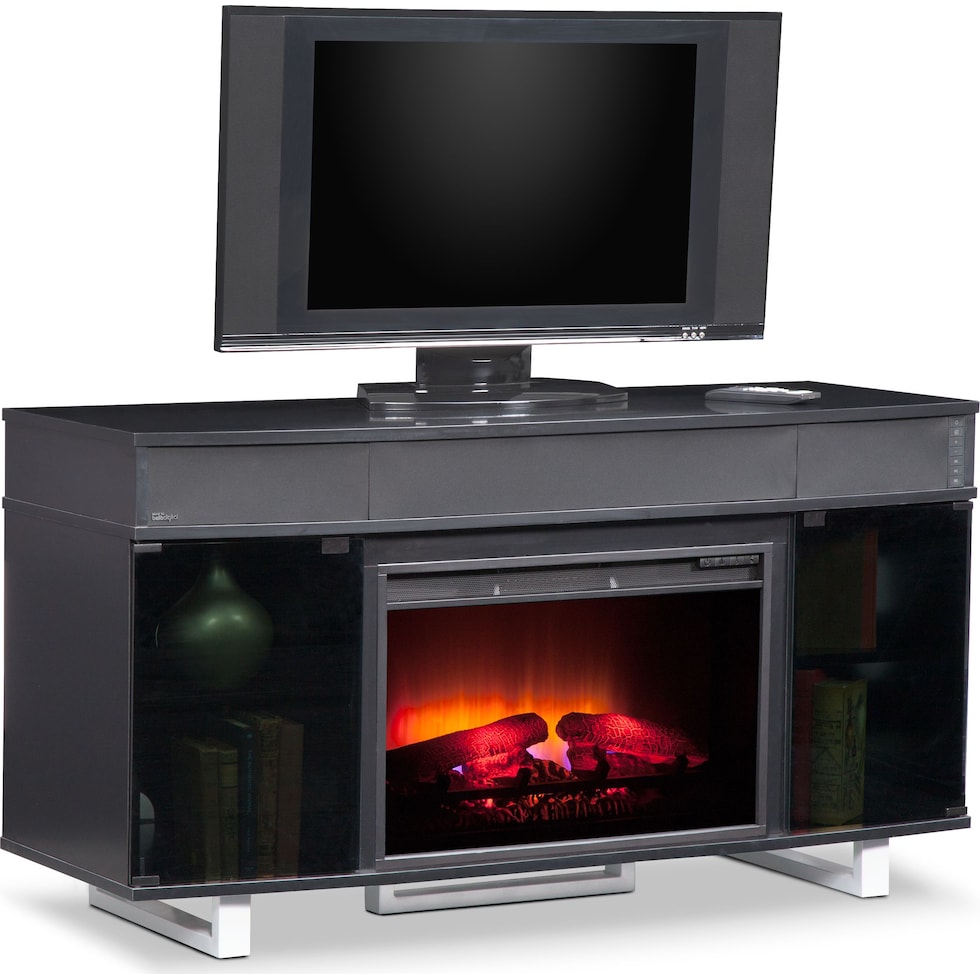 pacer black black fireplace tv stand   