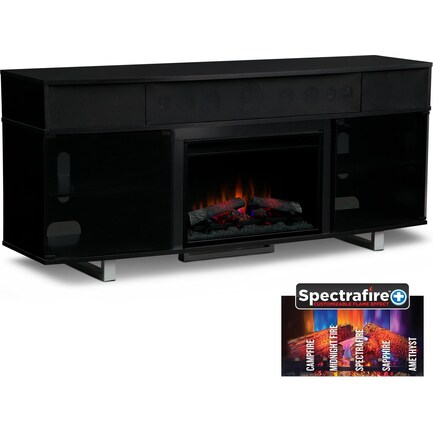 Pacer 72" Traditional Fireplace TV Stand with Sound Bar - Black
