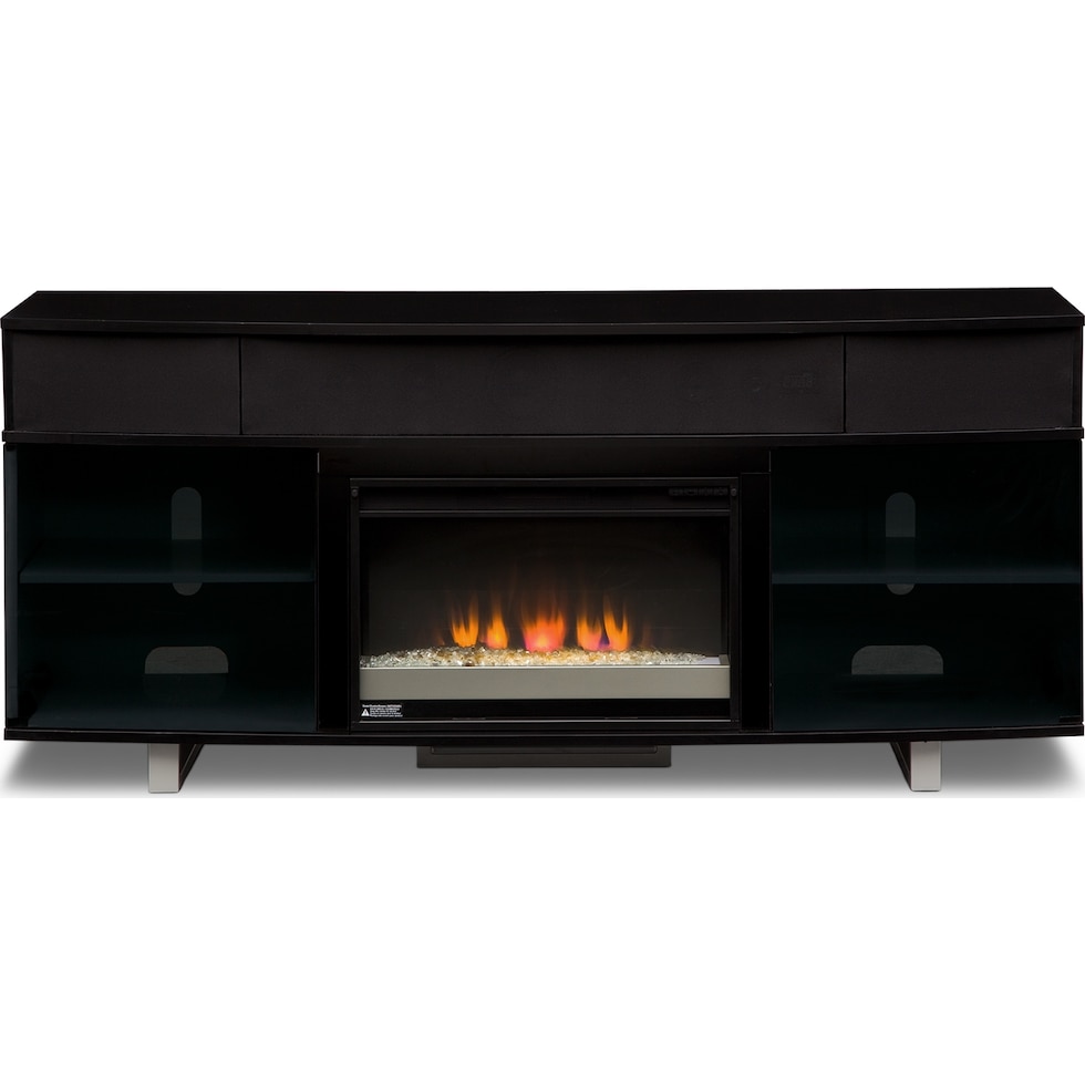 pacer black black fireplace tv stand   