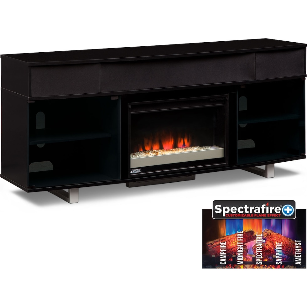 pacer black black fireplace tv stand   