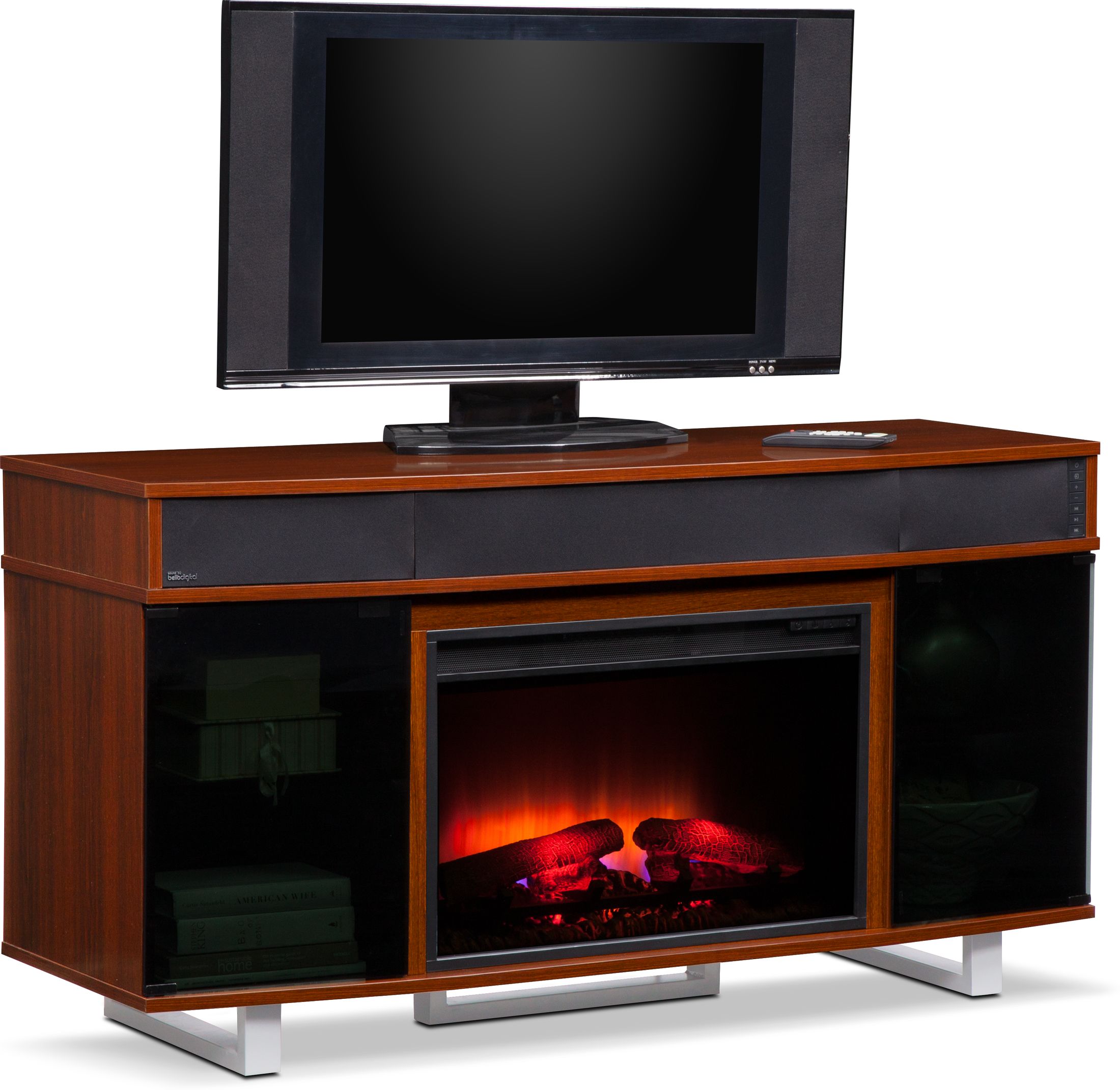 Pacer 56" Traditional Fireplace TV Stand with Sound Bar Cherry