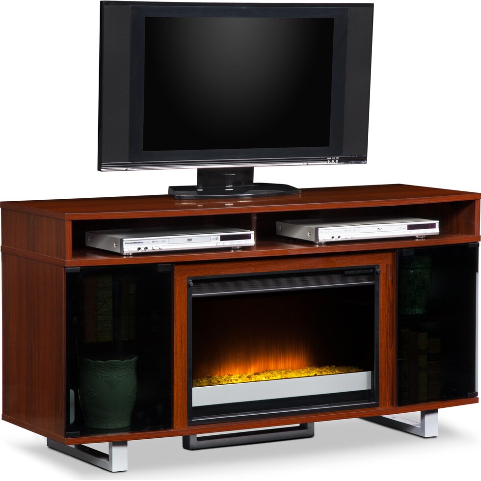 pacer cherry dark brown fireplace tv stand   