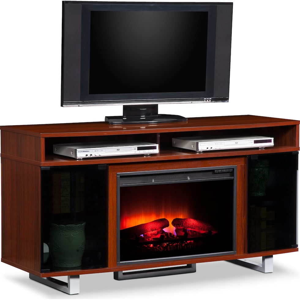 pacer cherry dark brown fireplace tv stand   