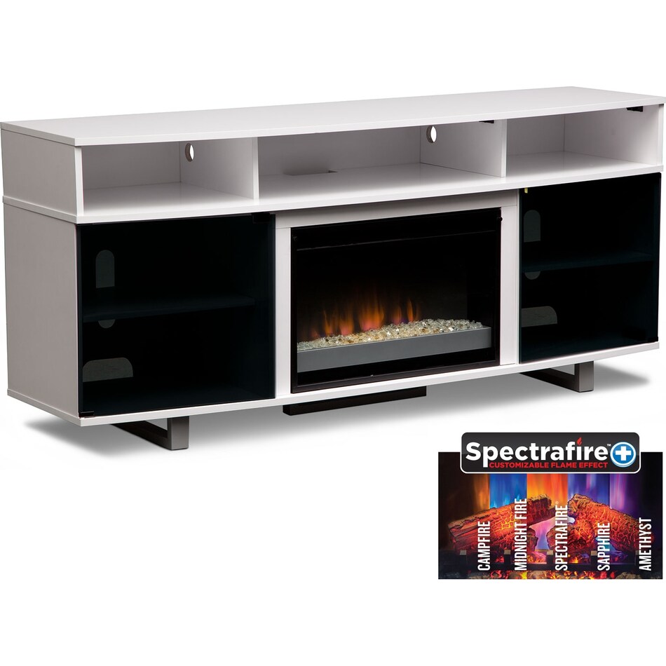 Pacer 72" Contemporary Fireplace TV Stand White American Signature