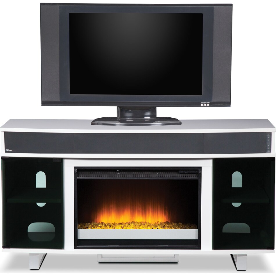 Pacer 56" Contemporary Fireplace TV Stand with Sound Bar White