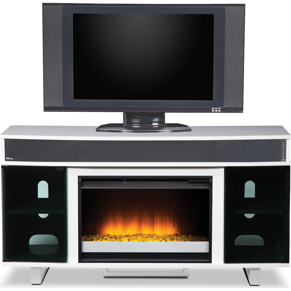 pacer white white fireplace tv stand   