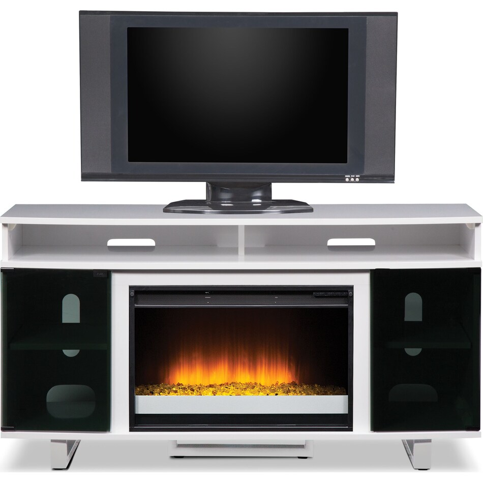 pacer white white fireplace tv stand   