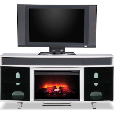 Pacer 64" Traditional Fireplace TV Stand with Sound Bar - White