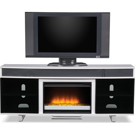 Pacer 72" Contemporary Fireplace TV Stand with Sound Bar - White