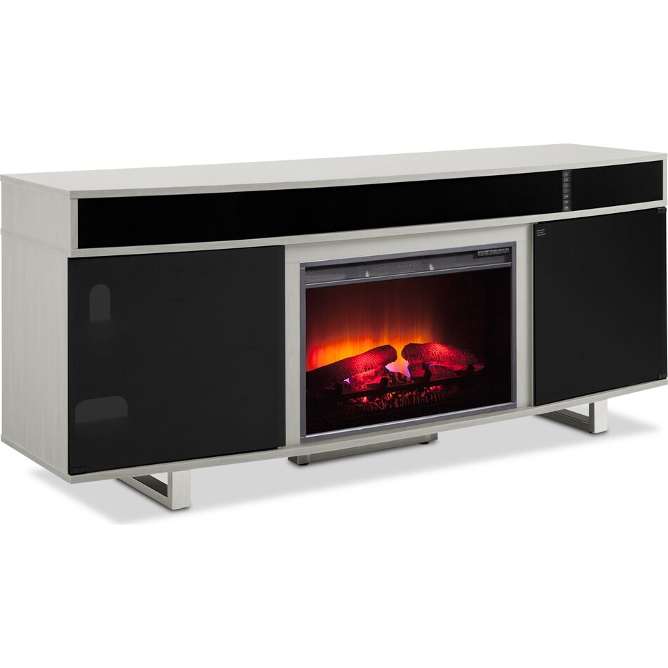 Pacer 72" Traditional Fireplace TV Stand with Sound Bar Gray American Signature Furniture