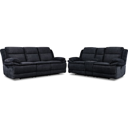 Pacific Manual Reclining Sofa and Loveseat - Charcoal