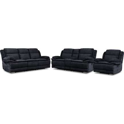 Pacific Manual Reclining Sofa, Loveseat and Recliner - Charcoal