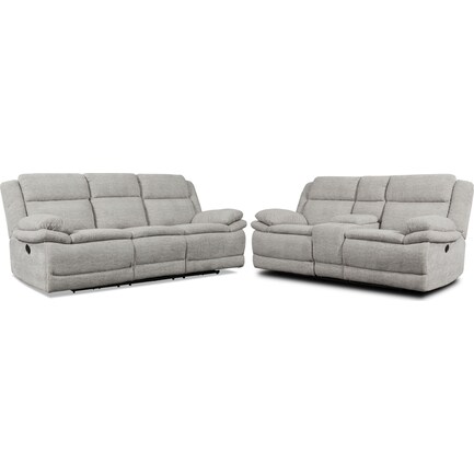 Pacific Manual Reclining Sofa and Loveseat - Light Gray
