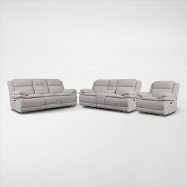 Pacific Dual-Power Recling Sofa, Loveseat and Recliner Set