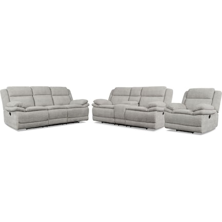 Pacific Manual Reclining Sofa, Loveseat and Recliner - Light Gray