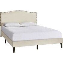 paisley white queen bed   