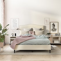 paisley white queen bed   