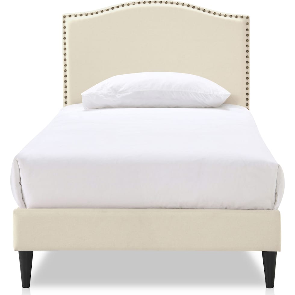 paisley white twin upholstered bed   