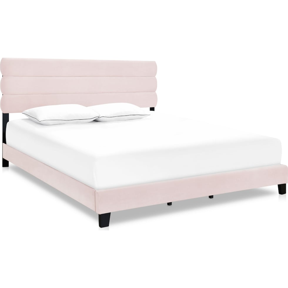 pearl pink king upholstered bed   