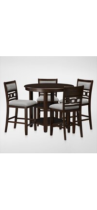 Charleston Round Dining Table and 4 Cane Back Dining Chairs - Gray