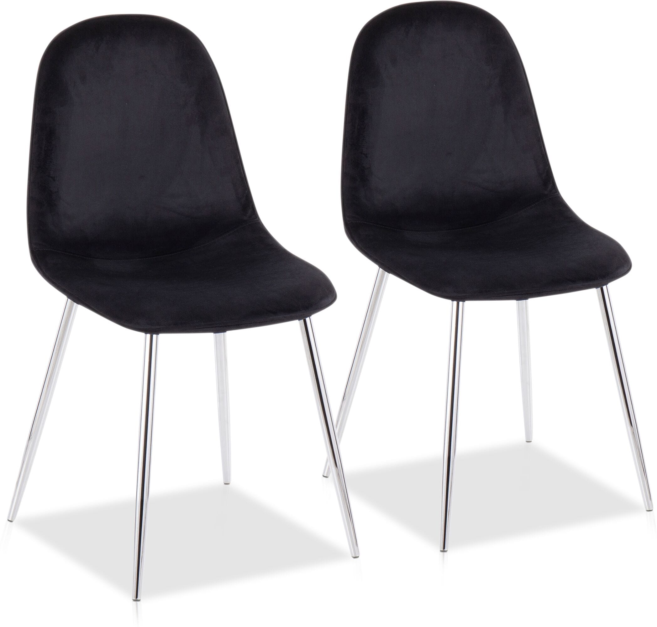 Penny Set of 2 Dining Chairs Chrome Black Velvet American Signature Furniture