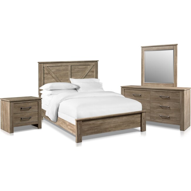 Bedroom Furniture - Perry 6-Piece Bedroom Set with Nightstand, Dresser and Mirror