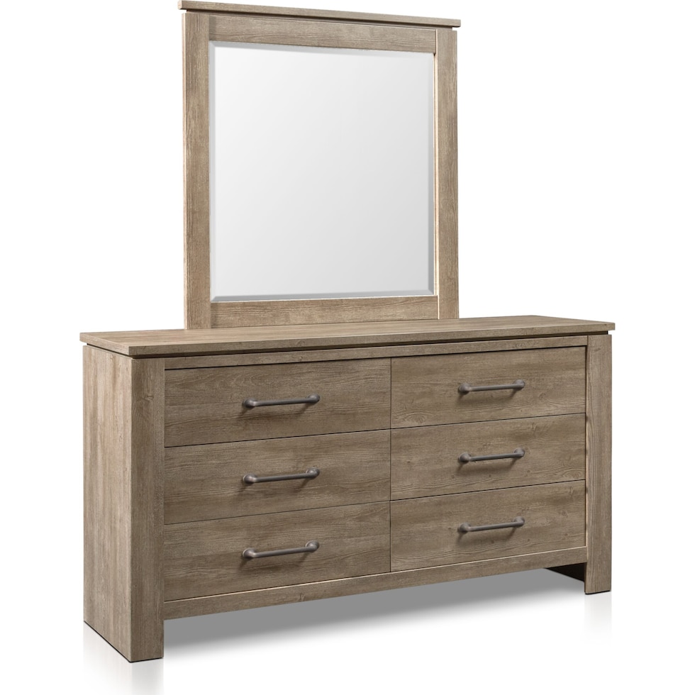perry light brown dresser & mirror   