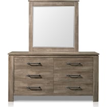 perry light brown dresser & mirror   