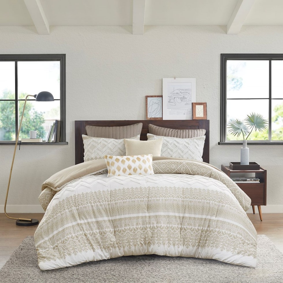 persia light brown king california king bedding set   