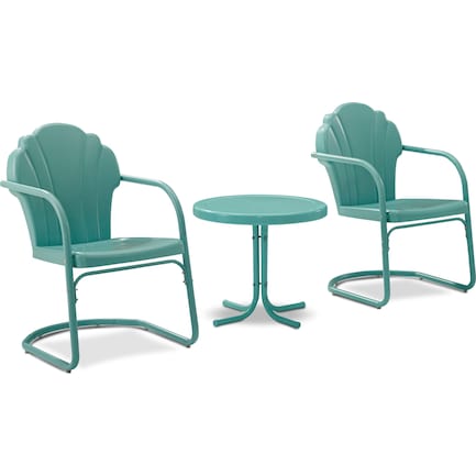 Petal Set of 2 Outdoor Chairs and Side Table - Caribbean Blue