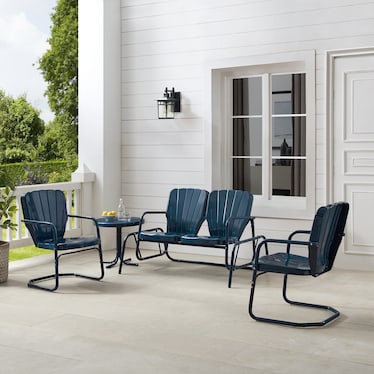 Petal 4-Piece Outdoor Set with Loveseat Glider, 2 Chairs and Table