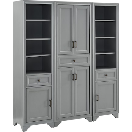 Pierre Pantry and 2 Linen Cabinets Set - Gray