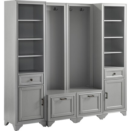 Pierre 2 Hall Trees and 2 Linen Cabinets Set - Gray