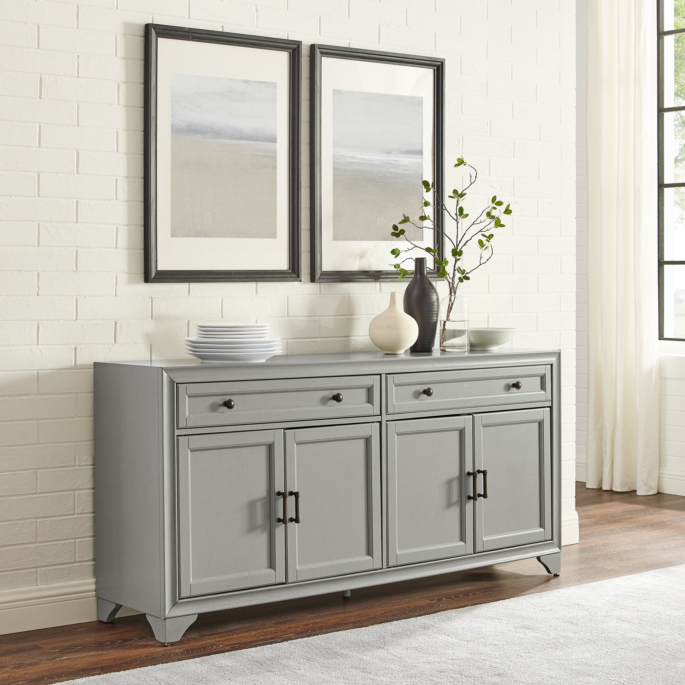 Gray sideboard store buffet cabinet