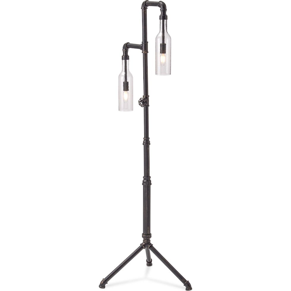 pipe bottle black floor lamp   