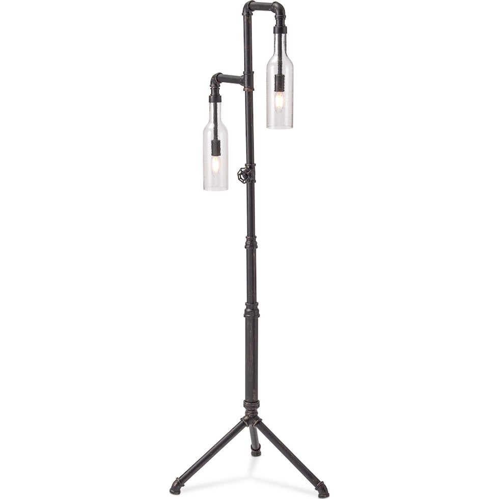 pipe bottle metal matte black floor lamp   