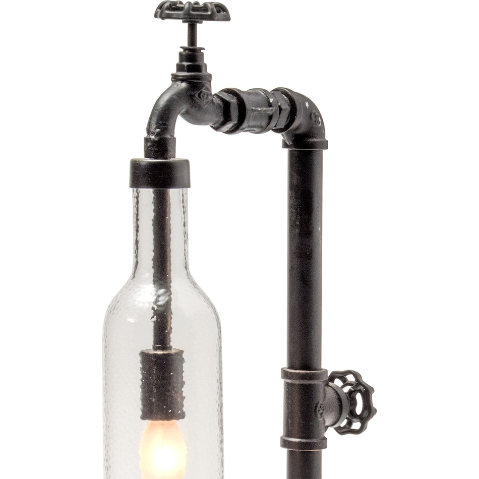 pipe bottle metal matte black table lamp   
