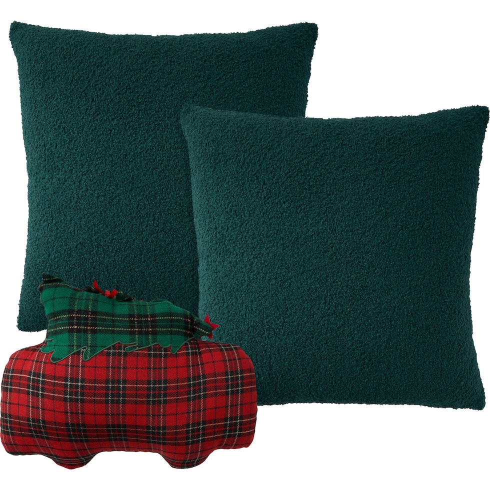 plaid camper green accent pillow   