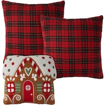 plaid gingerbread red accent pillow   