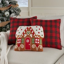 plaid gingerbread red accent pillow   