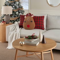 plaid reindeer red accent pillow   