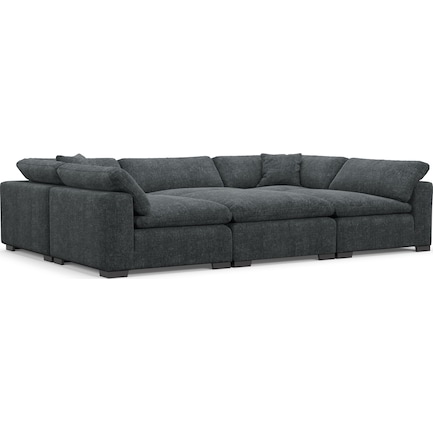 Plush Feathered Comfort 6-Piece Pit Sectional - Contessa Shadow