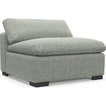 plush blue armless chair   