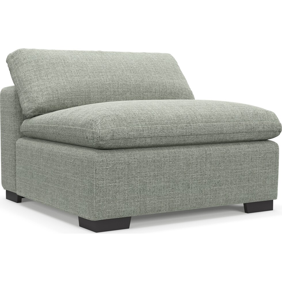 plush blue armless chair   