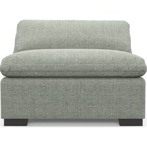 plush blue armless chair   