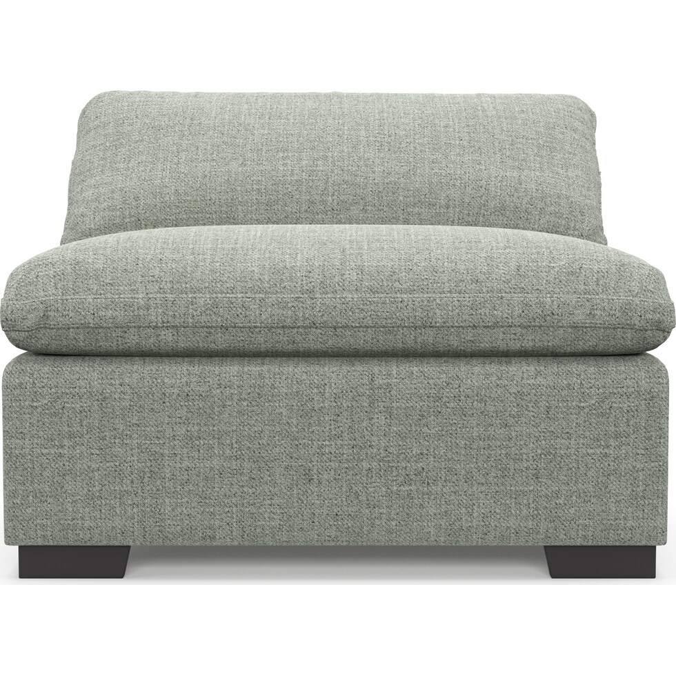 plush blue armless chair   