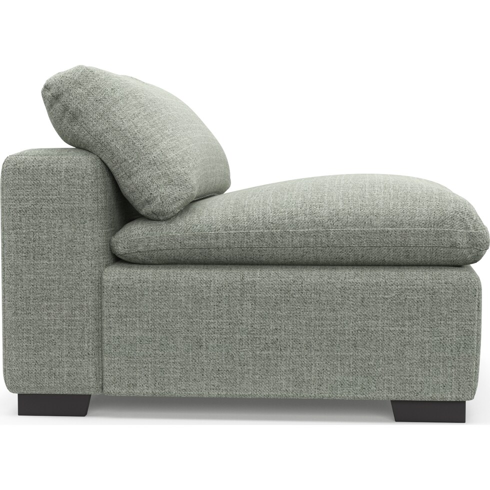 plush blue armless chair   