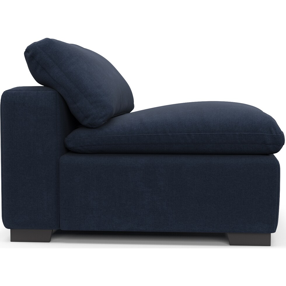 plush blue armless chair   
